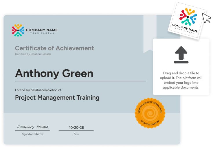 Adding your own logo to your training certificate.