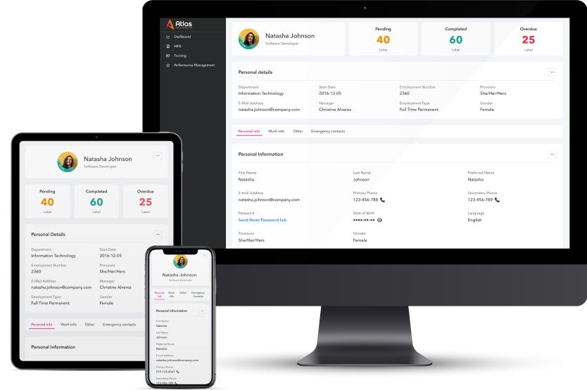 Employee profile on desktop, tablet and mobile device.