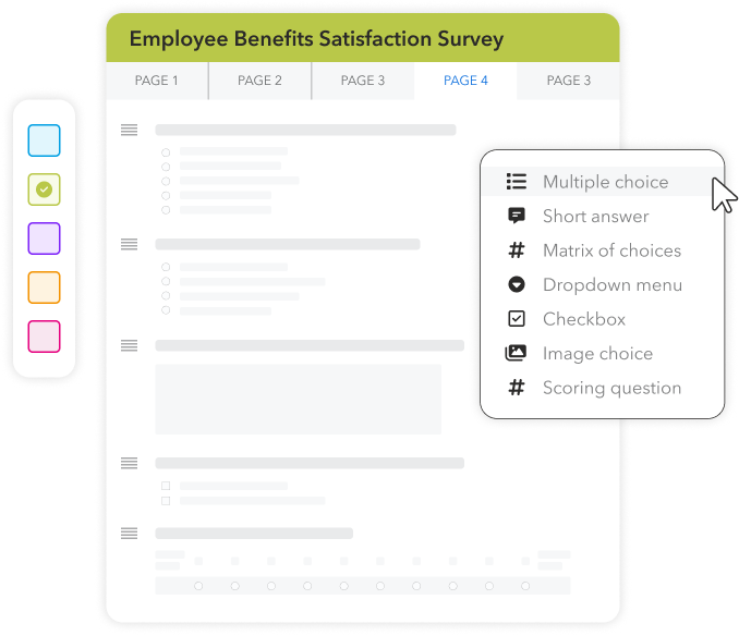 Employee benefits satisfaction survey with customizable options.